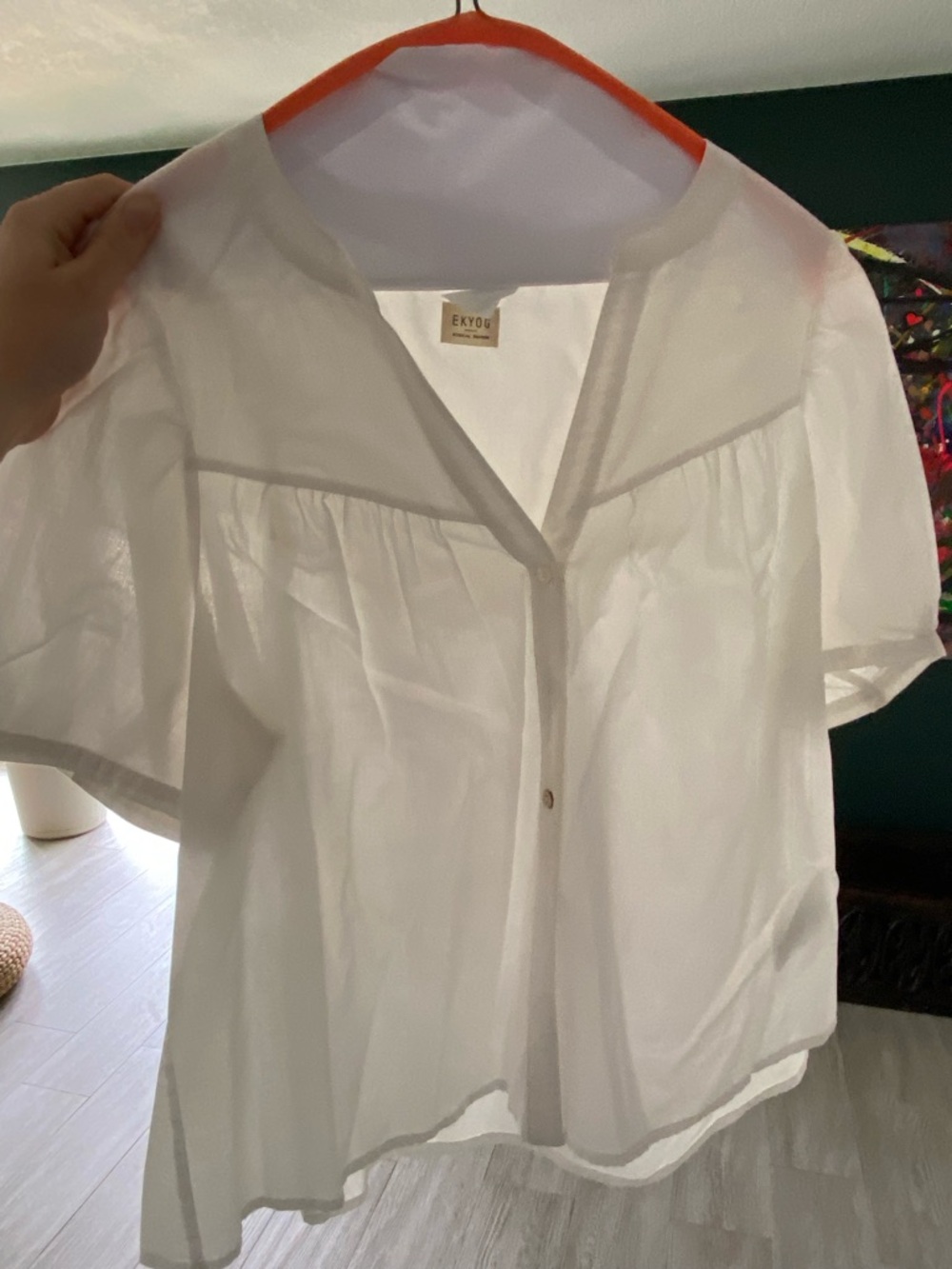 White Short Sleeve button Blouse from Ekyog Paris